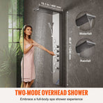 Shower Panel System, 4 Shower Modes Shower Panel Tower, Rainfall, Waterfall, 5 Full Body Massage Jets and 3-Setting Handheld Shower Head with 59" Hose, Stainless Steel Wall-Mounted Shower Set