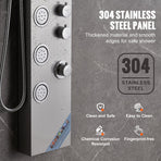 Shower Panel System, 4 Shower Modes Shower Panel Tower, Rainfall, Waterfall, 5 Full Body Massage Jets and 3-Setting Handheld Shower Head with 59" Hose, Stainless Steel Wall-Mounted Shower Set