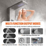 VEVOR Shower Panel System, 6 Shower Modes, LED & Screen Hydroelectricity Shower Panel Tower, Rainfall, Waterfall, 8 Massage Jets, Tub Spout, Handheld Shower, Stainless Steel Wall-Mounted Shower Set - Top-Down View