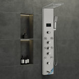 VEVOR Shower Panel System, 6 Shower Modes, LED & Screen Hydroelectricity Shower Panel Tower, Rainfall, Waterfall, 8 Massage Jets, Tub Spout, Handheld Shower, Stainless Steel Wall-Mounted Shower Set - Low Angle