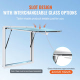 Concession Window 91x91cm, Aluminum Alloy Food Truck Service Window with Awning Door & Drag Hook, Up to 85 Degrees Stand Serving Window for Food Trucks Concession Trailers, Glass Not Included