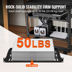 2PCS 1U Server Rack Shelf, 254mm Depth, 22.68kg Max Load Capacity Vented Cantilever or Wall Mount Rack Mount Shelf with Tray, Good Air Circulation for 482.6mm Network Cabinet or Equipment Rack