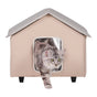 Elevated Heated Cat House, Outdoor Kitty Shelter with Timer, 600D Oxford Cloth Foldable Cat Shelter with Heated Pad for Winter to Stay Warm and Cozy, Brown (Middle)