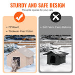 Elevated Heated Cat House, Outdoor Kitty Shelter with Timer, 600D Oxford Cloth Foldable Cat Shelter with Heated Pad for Winter to Stay Warm and Cozy, Brown (Middle)