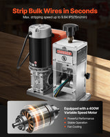 VEVOR Electric Wire Stripping Machine, 1.5-40 mm, 400W Automatic Motorized Cable Stripper, 9.84 IPS (15 m/min) Wire Peeler with Alloy Blades, V-Shaped Rollers, Cooling Fan, for Scrap Copper Recycling - Side View