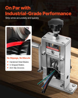 VEVOR Manual Wire Stripping Machine, 1.5-25 mm, Copper Stripper with Hand Crank or Drill Powered, 64Mn Quenched Blades, 45# Steel Rollers, Aluminum Alloy Frame Wire Peeler, for Scrap Copper Recycling - Side View