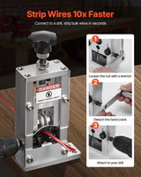 Manual Wire Stripping Machine, 1.5-25 mm, Copper Stripper with Hand Crank or Drill Powered, 64Mn Quenched Blades, 45# Steel Rollers, Aluminum Alloy Frame Wire Peeler, for Scrap Copper Recycling
