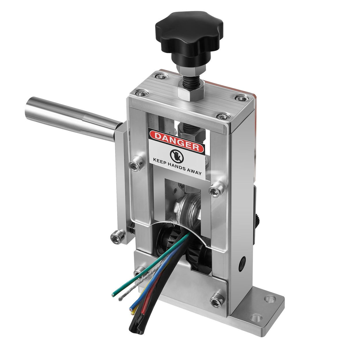 Manual Wire Stripping Machine, 1.5-25 mm, Copper Stripper with Hand Crank or Drill Powered, 64Mn Quenched Blades, 45# Steel Rollers, Aluminum Alloy Frame Wire Peeler, for Scrap Copper Recycling