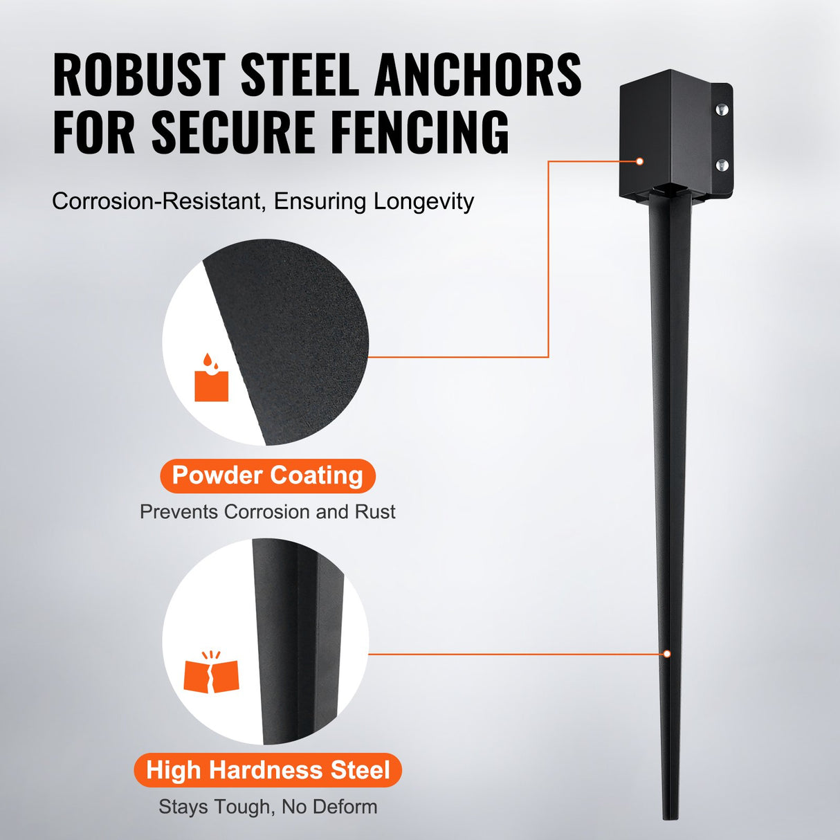 VEVOR Fence Post Anchor Ground Spike 8 Pack 36 x 4 x 4 In Metal Fence Stakes