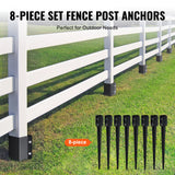 VEVOR Fence Post Anchor Ground Spike 8 Pack 36 x 4 x 4 In Metal Fence Stakes - 45-Degree Angle