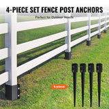 VEVOR Fence Post Anchor Ground Spike 4 Pack 36 x 4 x 4 In Metal Fence Stakes - 45-Degree Angle