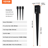 VEVOR Fence Post Anchor Ground Spike 4 Pack 36 x 4 x 4 In Metal Fence Stakes - Close-Up Angle