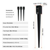 VEVOR Fence Post Anchor Ground Spike 4 Pack 36 x 4 x 4 In Metal Fence Stakes