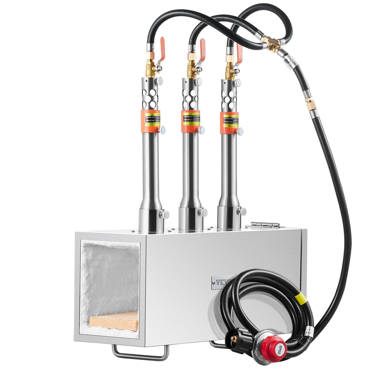 VEVOR Portable Propane Forge, 3 Burner Farrier Forge, 2600℉ Tool and Knife Making Blacksmithing Gas Forge, Large Capacity Square Stainless Steel Gas Forging Tools and Equipment for Metal Forging