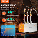 VEVOR Portable Propane Forge, 3 Burner Farrier Forge, 2600℉ Tool and Knife Making Blacksmithing Gas Forge, Large Capacity Square Stainless Steel Gas Forging Tools and Equipment for Metal Forging - Front View