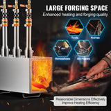 Portable Propane Forge, 3 Burner Farrier Forge, 2600℉ Tool and Knife Making Blacksmithing Gas Forge, Large Capacity Square Stainless Steel Gas Forging Tools and Equipment for Metal Forging