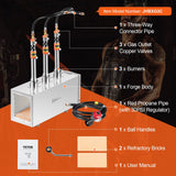 Portable Propane Forge, 3 Burner Farrier Forge, 2600℉ Tool and Knife Making Blacksmithing Gas Forge, Large Capacity Square Stainless Steel Gas Forging Tools and Equipment for Metal Forging