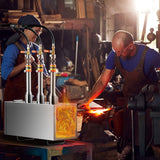 Portable Propane Forge, 3 Burner Farrier Forge, 2600℉ Tool and Knife Making Blacksmithing Gas Forge, Large Capacity Square Stainless Steel Gas Forging Tools and Equipment for Metal Forging