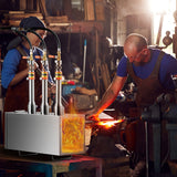 VEVOR Portable Propane Forge, 3 Burner Farrier Forge, 2600℉ Tool and Knife Making Blacksmithing Gas Forge, Large Capacity Square Stainless Steel Gas Forging Tools and Equipment for Metal Forging - Low Angle