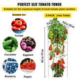 VEVOR Tomato Cages, 30 x 30 x 117 cm, 5 Packs Square Plant Support Cages, Silver PVC-Coated Steel Tomato Towers for Climbing Vegetables, Plants, Flowers, Fruits - Side View