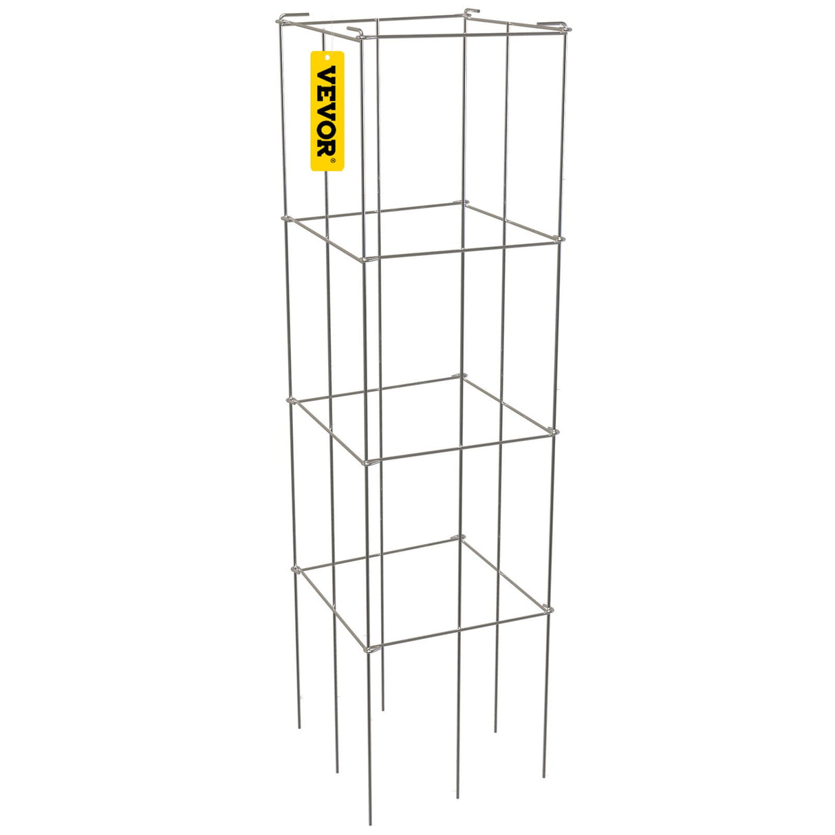VEVOR Tomato Cages, 30 x 30 x 117 cm, 5 Packs Square Plant Support Cages, Silver PVC-Coated Steel Tomato Towers for Climbing Vegetables, Plants,