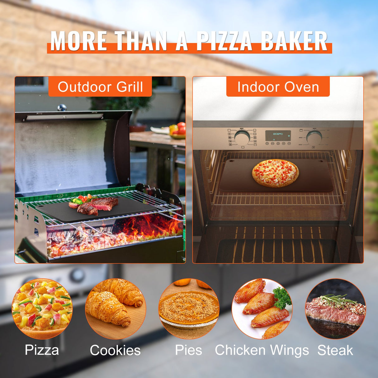 Pizza Steel, 20" x 14" x 3/8" Pizza Steel Plate for Oven, Pre-Seasoned Carbon Steel Pizza Baking Stone with 20X Higher Conductivity, Heavy Duty Rustproof Pizza Pan for Outdoor Grill, Indoor Oven
