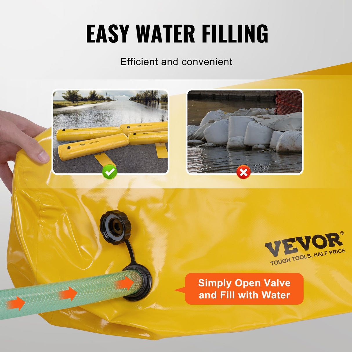 VEVOR Flood Barriers, Sandbag Alternative Flood Bags 4 Pack,  Flood Barrier for Home, Water Barriers for Flooding, Doorway, Driveway(4FTx6in)