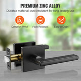 VEVOR Passage Door Handle, 1 Pack Matte Black Door Lever, Left or Right Handing Reversible Lever Non-Locking, Rotation to Open, Square Interior Door