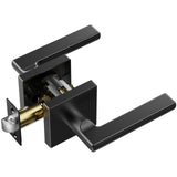 VEVOR Passage Door Handle, 1 Pack Matte Black Door Lever, Left or Right Handing Reversible Lever Non-Locking, Rotation to Open, Square Interior Door