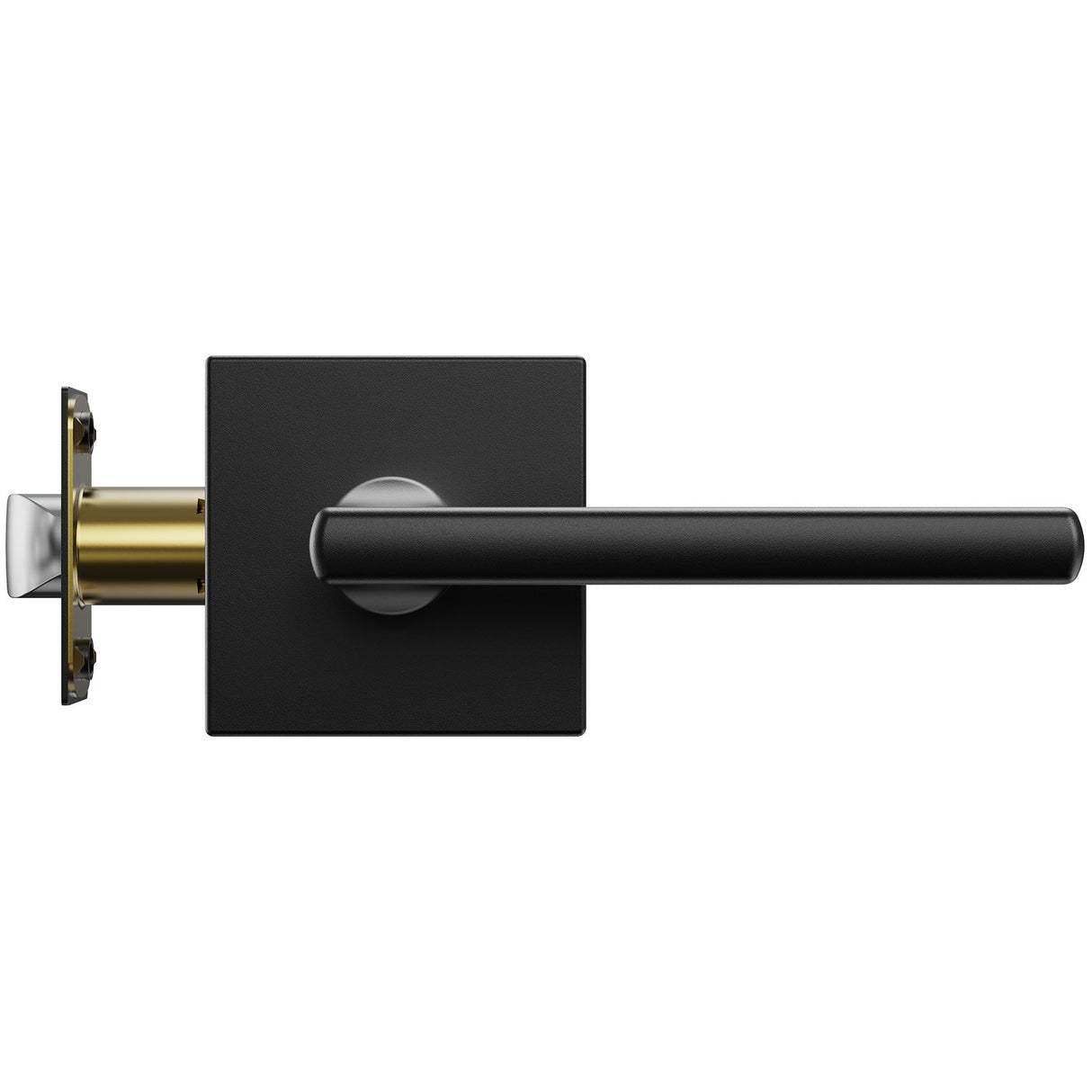 VEVOR Passage Door Handle, 1 Pack Matte Black Door Lever, Left or Right Handing Reversible Lever Non-Locking, Rotation to Open, Square Interior Door