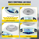 VEVOR Lab Analytical Balance Digital Precision Scale 500gx0.01g High Precision - Top-Down View