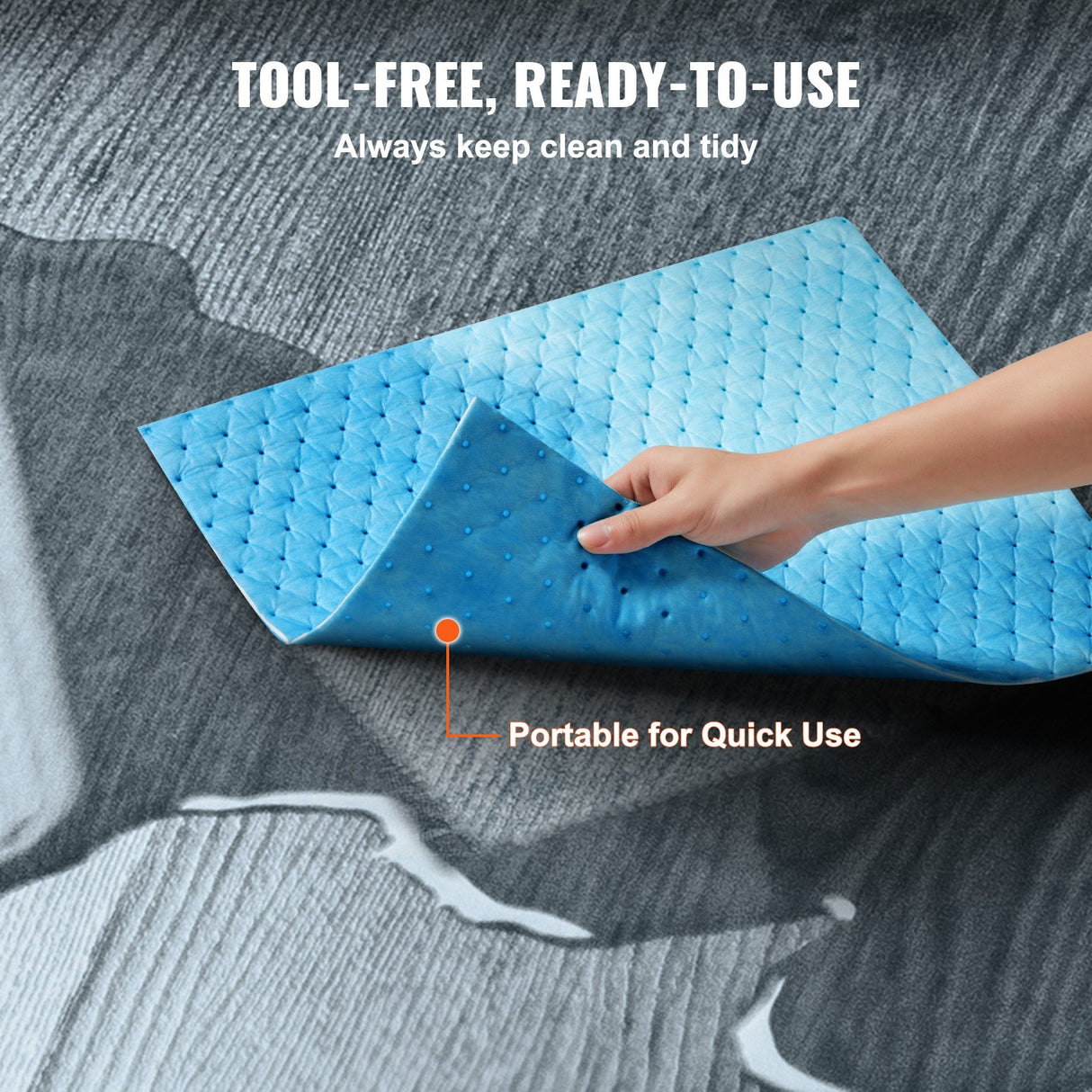 VEVOR Spill Absorbent Pads, Water Absorbing Mat Pad in Dispenser Box, 6 Gal Capacity, 15" L x19" W Polypropylene Absorbent Pad for Water, 30 pcs per