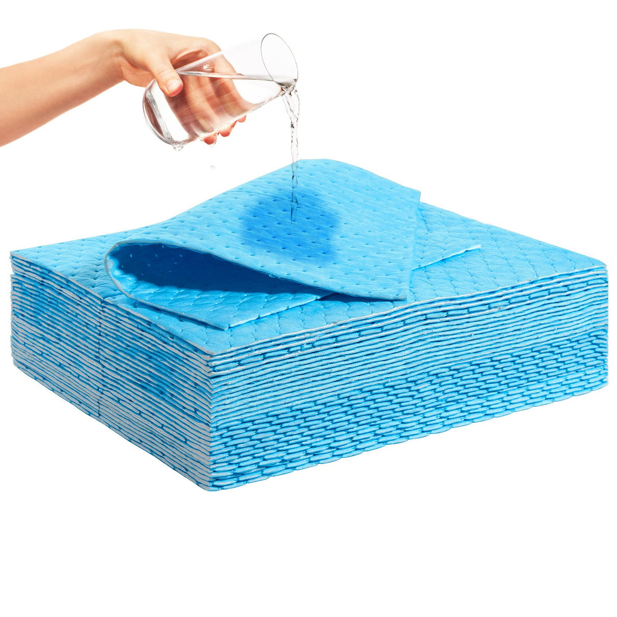 VEVOR Spill Absorbent Pads, Water Absorbing Mat Pad in Dispenser Box, 6 Gal Capacity, 15" L x19" W Polypropylene Absorbent Pad for Water, 30 pcs per