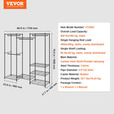 VEVOR Heavy Duty Clothes Rack, Rolling Clothing Garment Rack with 4 Hang Rods & 8 Storage Tiers, Adjustable Custom Closet Rack, Freestanding Wardrobe for Hanging Clothes, 362 kg Load Capacity - Close-Up Angle