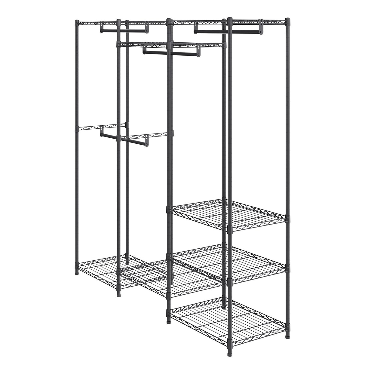 VEVOR Heavy Duty Clothes Rack, Rolling Clothing Garment Rack with 4 Hang Rods & 8 Storage Tiers, Adjustable Custom Closet Rack, Freestanding Wardrobe for Hanging Clothes, 362 kg Load Capacity
