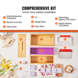 VEVOR Soap Making Kit, Bamboo Cutting Box and Inner Box with Silicone Mold, Stainless Steel Straight Cutter and Wavy Cutter, 100 Bags and 105 Stickers, Soap Making Supplies DIY Kits for Adults - Side View