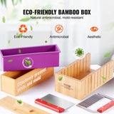 VEVOR Soap Making Kit, Bamboo Cutting Box and Inner Box with Silicone Mold, Stainless Steel Straight Cutter and Wavy Cutter, 100 Bags and 105 Stickers, Soap Making Supplies DIY Kits for Adults - Top-Down View