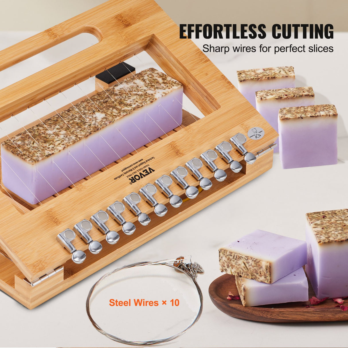 VEVOR Soap Cutter, Cut 1-12 Bars, Precisely and Accurately Cut 1 Inch Bars, Bamboo Soap Slicer With Steel Wire, Multi Handmade Soap Wire Cutter for