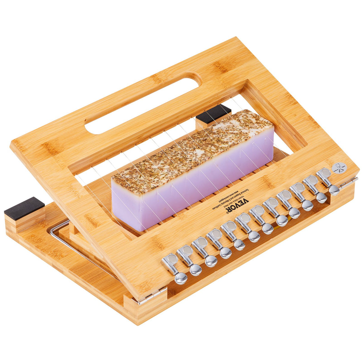 VEVOR Soap Cutter, Cut 1-12 Bars, Precisely and Accurately Cut 1 Inch Bars, Bamboo Soap Slicer With Steel Wire, Multi Handmade Soap Wire Cutter for Loaf Candles Cheese Butter DIY Making Tool