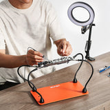 VEVOR Magnetic Helping Hands Soldering Station 3X LED Magnifying Lamp 4 Arms - Low Angle