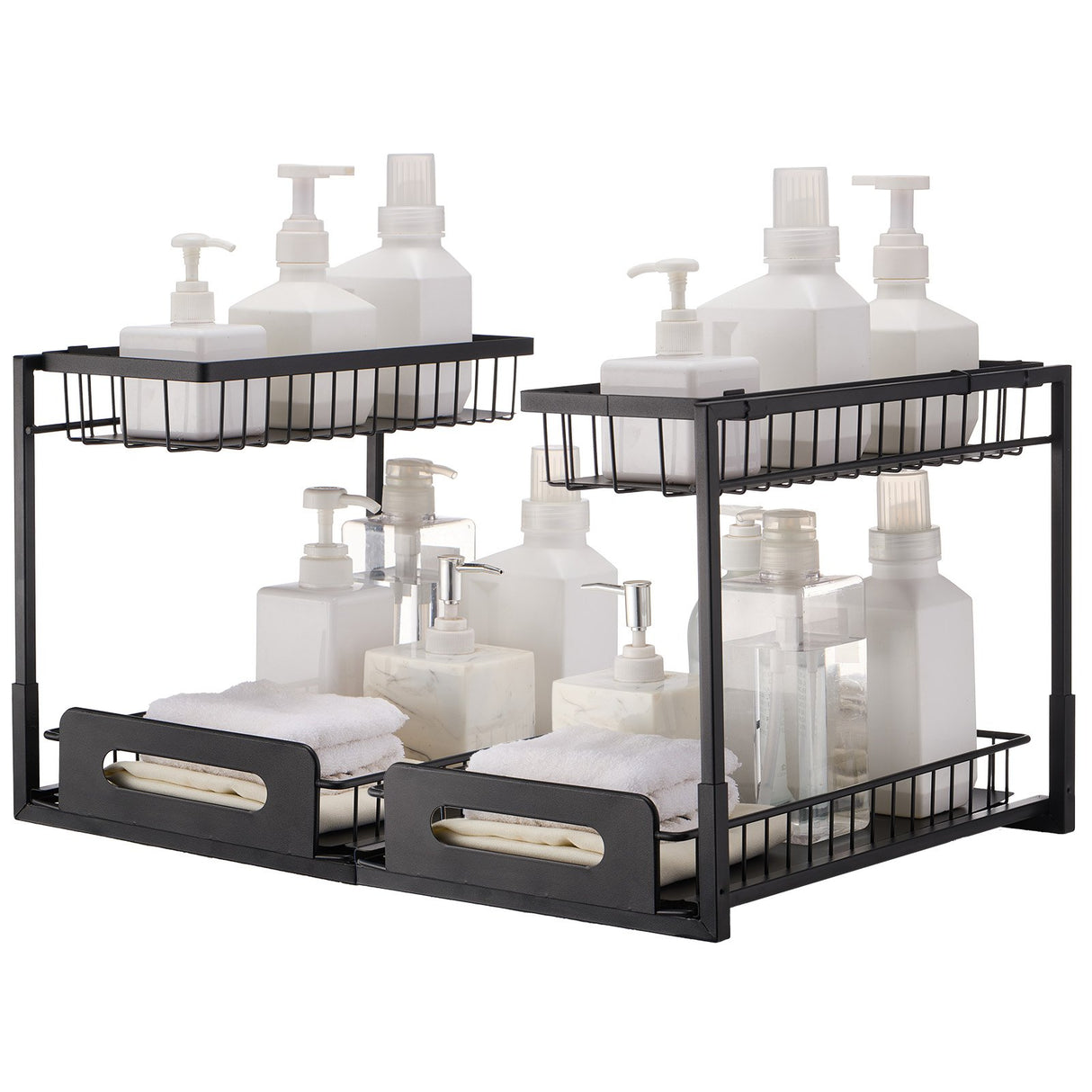 VEVOR 2-Tier Wire Pull Out Cabinet Under Sink Basket Organizer 10.7"x14.2" 2PCS