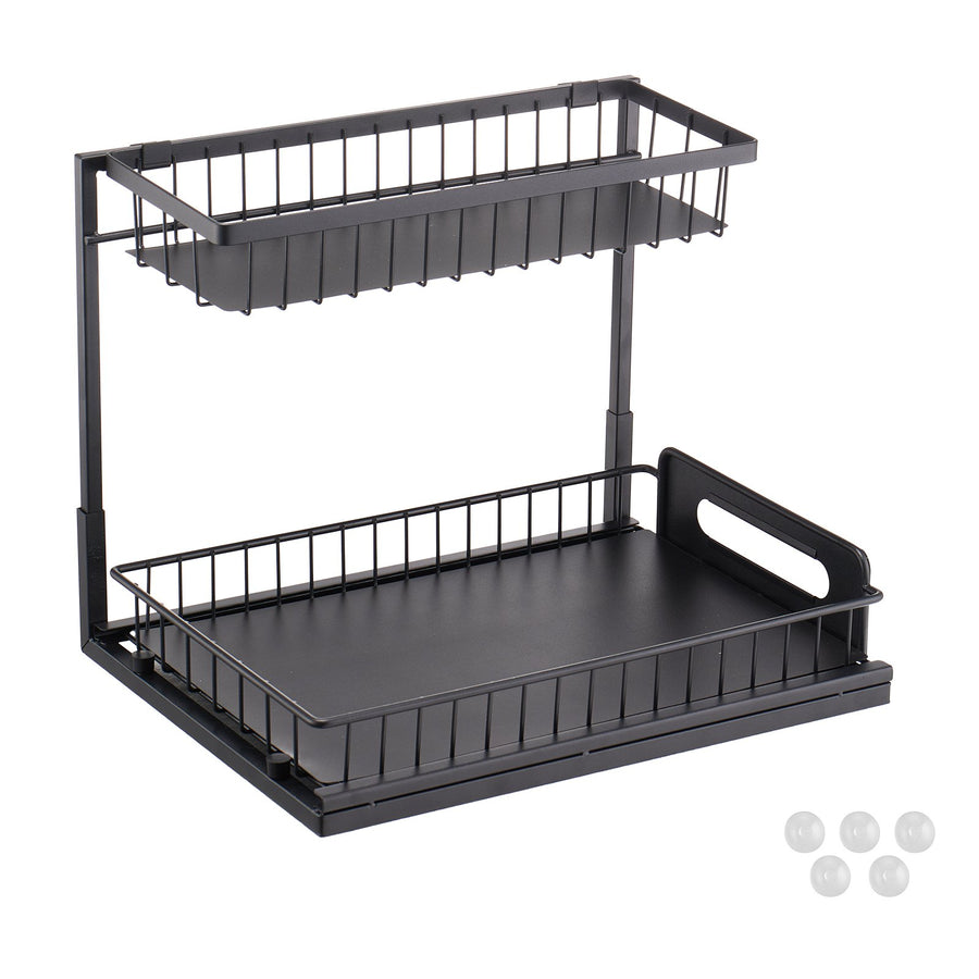 VEVOR 2-Tier Wire Pull Out Cabinet Under Sink Organizer 10.7"x14.2" Drawer Basket
