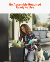 VEVOR Tall Planter, Set of 2 Tall Square Tapered Planters, 57 cm Large Modern Gardening and Flower Plastic Pots, Decorative Tall Black Planter with Drainage Hole, for Porch, Patio, Indoor & Outdoor - Rear View