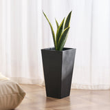 VEVOR Tall Planter, Set of 2 Tall Square Tapered Planters, 57 cm Large Modern Gardening and Flower Plastic Pots, Decorative Tall Black Planter with Drainage Hole, for Porch, Patio, Indoor & Outdoor - Low Angle