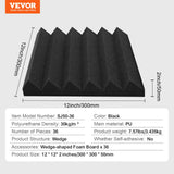 VEVOR Acoustic Foam Panels 36 Pack 12 x 12 x 2 in for Studio Wall and Ceiling - Close-Up Angle