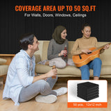 VEVOR Acoustic Foam Panels 50 Pack 12 x 12 x 2 in for Studio Wall and Ceiling - 45-Degree Angle