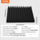 VEVOR Acoustic Foam Panels 50 Pack 12 x 12 x 2 in for Studio Wall and Ceiling - Close-Up Angle