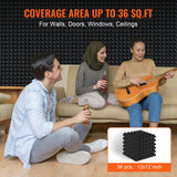 VEVOR Acoustic Foam Panels 36 Pack 12 x 12 x 2 in for Studio Wall and Ceiling - 45-Degree Angle