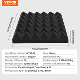 VEVOR Acoustic Foam Panels 36 Pack 12 x 12 x 2 in for Studio Wall and Ceiling - Close-Up Angle