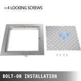 VEVOR Recessed Manhole Cover 60 x 60 cm Clear Opening, Galvanized Steel Drain Cover Overall Size 67 x 67 cm, Sealed Square Manhole Cover and Frame, Steel Man Hole Lid Inspection Access for Boat/ - Rear View